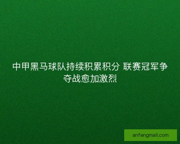 中甲黑马球队持续积累积分 联赛冠军争夺战愈加激烈